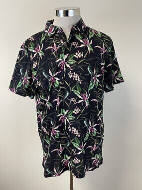 Limited Edition Polo Shirt Mens Extra Large Navy Blue Floral Hawaiian N21